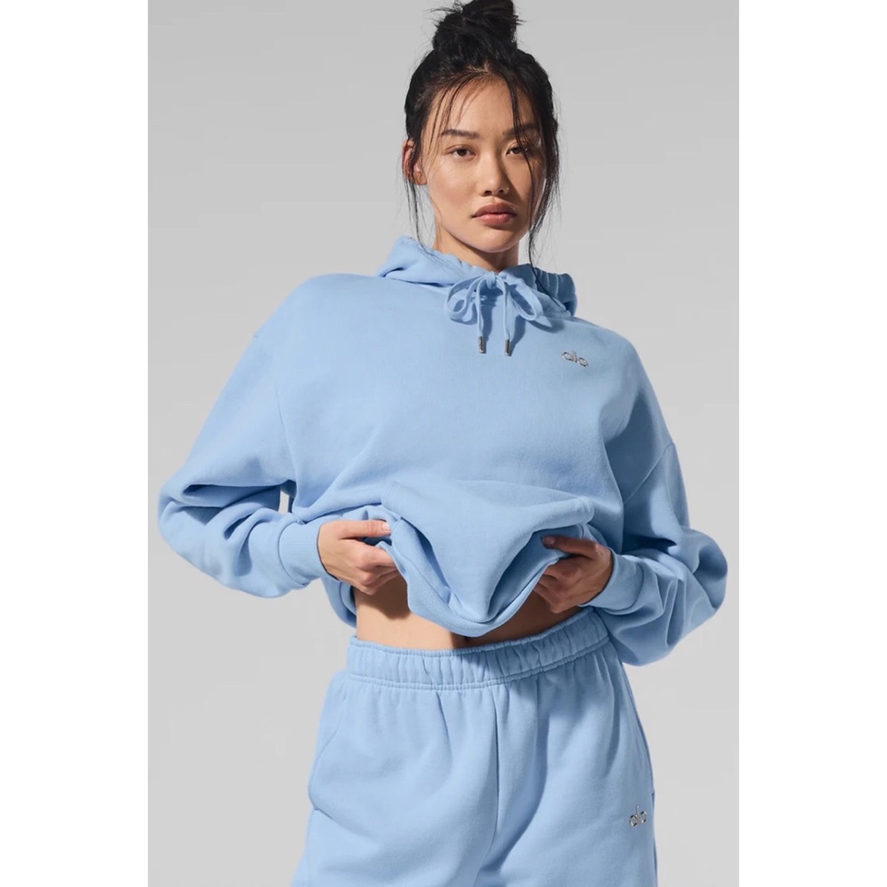 Alo Yoga Accolade Hoodie Seashell Blue XS - Picture 6 of 10